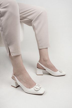 کفش پاشنه بلند پر سفید زنانه پاشنه متوسط (5-9 سانتی متر) Stilbagshoes - کد 925933920