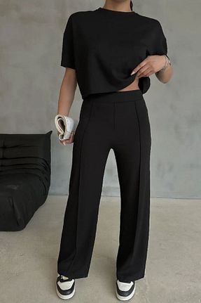 ست بالاتنه و پائین تنه مشکی زنانه بافتنی THIFF GYMWEAR - کد 925698286