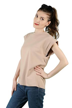 تیشرت قهوه ای زنانه رگولار BALİNS - کد 826355056