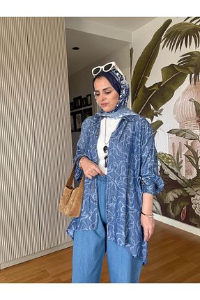 ست بالاتنه و پائین تنه حجاب آبی زنانه رگولار Aselim Hijap Moda - کد 925710211