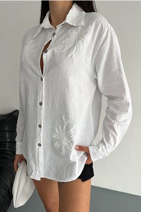 پیراهن سفید زنانه اورسایز FEMELLE - کد 925711306