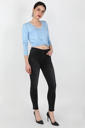 شلوار جین مشکی زنانه رگولار BALİNS - کد 43373432