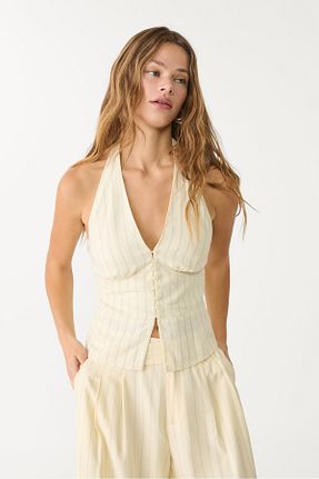 بلوز زرد زنانه ساده Stradivarius - کد 925715501