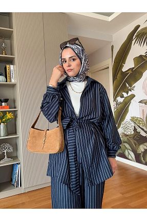 ست بالاتنه و پائین تنه حجاب سرمه ای زنانه رگولار Aselim Hijap Moda - کد 904876432