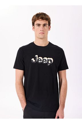 تیشرت مشکی مردانه یقه دوچرخه Jeep - کد 925949899