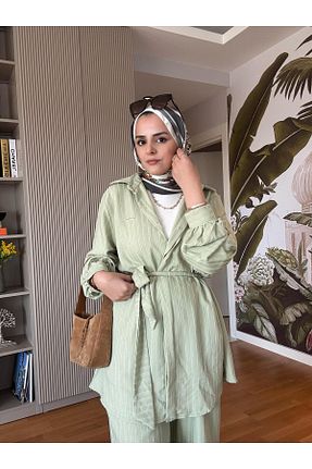 ست بالاتنه و پائین تنه حجاب سبز زنانه رگولار Aselim Hijap Moda - کد 904888616