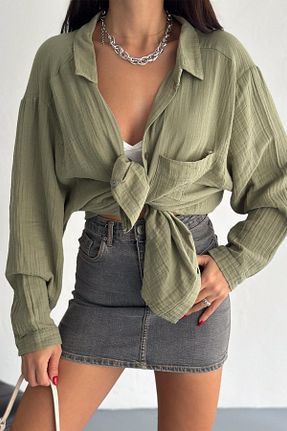 پیراهن خاکی زنانه رگولار İstangül Butik - کد 925745212