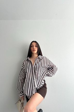 پیراهن قهوه ای زنانه Asimetrik comoller - کد 925745322