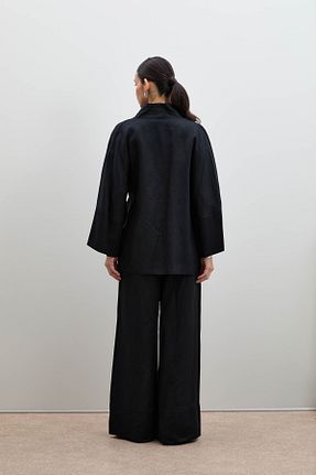 کیمونو و کافتان مشکی زنانه کتان Serianno - کد 925743179