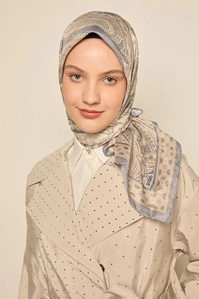 روسری طوسی پلی استر Setrms - کد 925766059