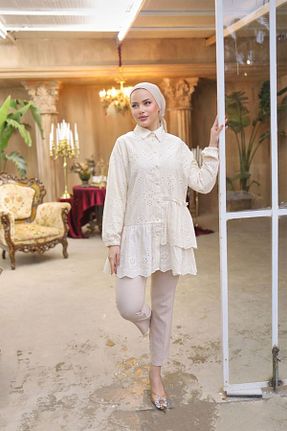 تونیک حجاب بژ زنانه بافتنی giyze - کد 925954090