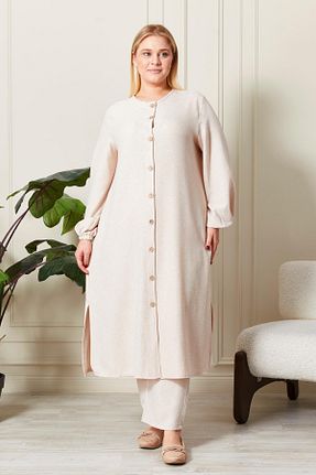ست بالاتنه و پائین تنه سایز بزرگ بژ زنانه کش دار Ferace - کد 844559110