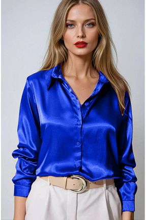پیراهن آبی زنانه اورسایز hazelin - کد 259171394