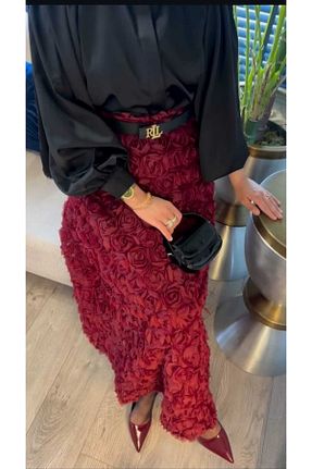دامن حجاب زرشکی زنانه جین POLANGEL - کد 898407579