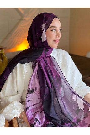 شال بنفش زنانه پنبه ای Modakaşmir - کد 925966252