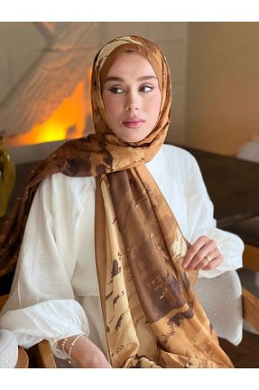 شال نارنجی زنانه پنبه ای Modakaşmir - کد 925966202