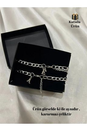 دستبند استیل (فولاد) طوسی زنانه استیل ضد زنگ GLANZEND - کد 925788906