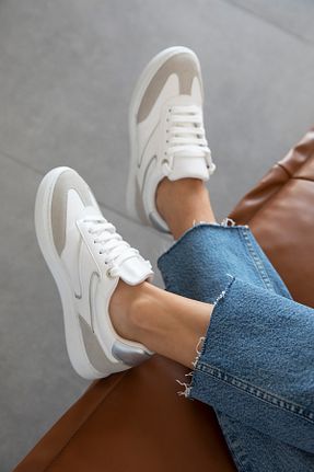 کفش اسنیکر سفید زنانه بند دار wolk shoes - کد 894128302