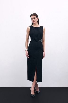 لباس مشکی زنانه بافتنی Sateen - کد 925804079