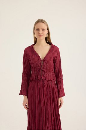بلوز زرشکی زنانه ساده SEVİLEN - کد 925829334