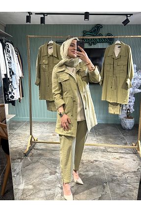 ست بالاتنه و پائین تنه نباتی زنانه بافتنی PUREVA - کد 926380107