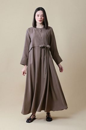 لباس حجاب قهوه ای زنانه اورسایز ZÜLAYS - کد 925842620