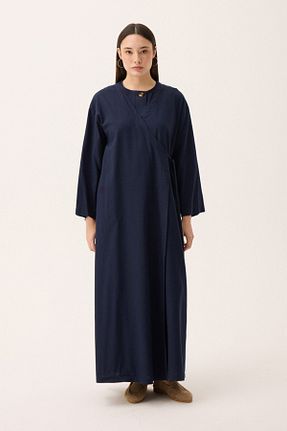 کافتان و کیمونو حجاب سرمه ای زنانه پنبه ای ZÜLAYS - کد 925842227