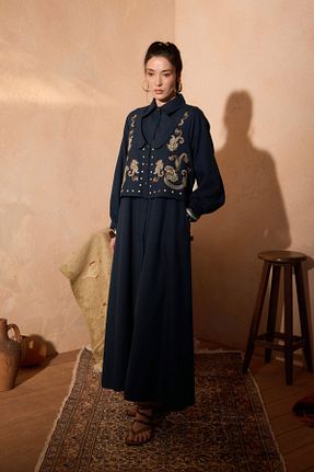 لباس حجاب سرمه ای زنانه اورسایز ZÜLAYS - کد 925842169