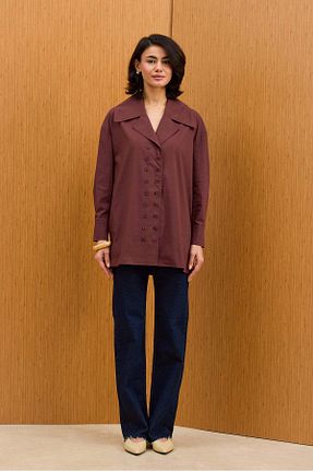پیراهن قهوه ای زنانه رگولار Tailors Room - کد 926005321