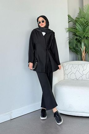 ست بالاتنه و پائین تنه حجاب مشکی رگولار HAZA MODA - کد 925873059