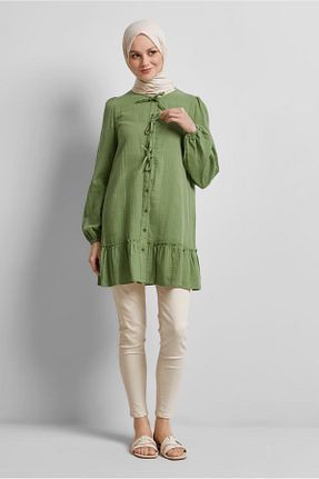 تونیک حجاب سبز زنانه %100 پنبه Alvina - کد 925873749