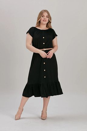 لباس سایز بزرگ مشکی زنانه ویسکون MODA - کد 926007566
