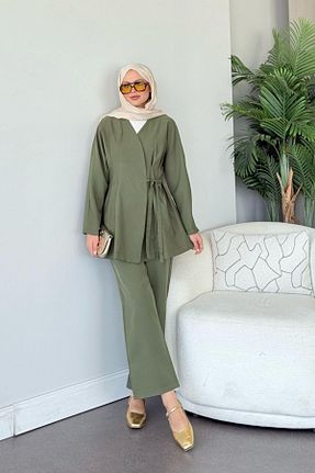 ست بالاتنه و پائین تنه حجاب خاکی رگولار HAZA MODA - کد 925873074