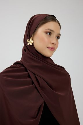 شال قهوه ای زنانه کرپ Birgül Bektaş - کد 922785914