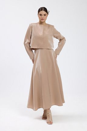 ست بالاتنه و پائین تنه حجاب بژ زنانه رگولار Birgül Bektaş - کد 924627381