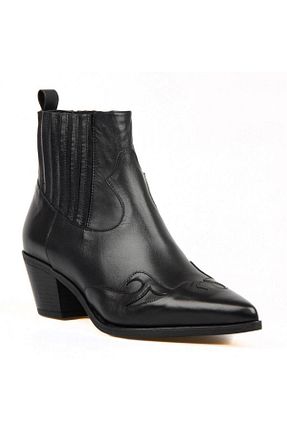 بوت / نیم بوت مشکی زنانه چرم خالص FootCourt - کد 31693400