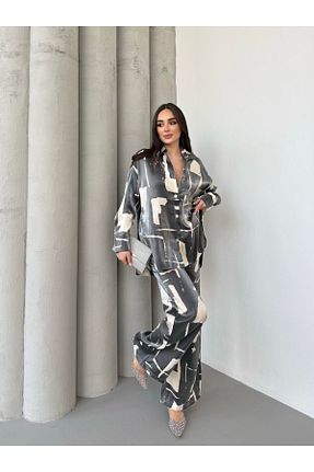ست بالاتنه و پائین تنه طوسی زنانه بافتنی Miasista - کد 925923711