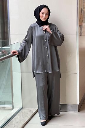 ست بالاتنه و پائین تنه خاکی زنانه بافتنی Ghisa - کد 925925033