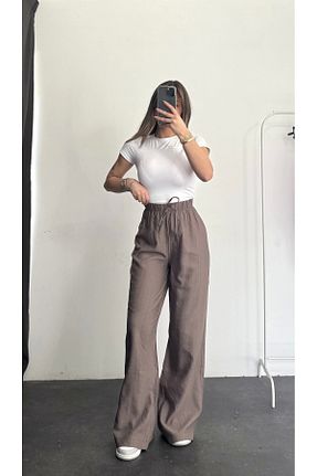 شلوار قهوه ای زنانه پاچه گشاد nona butik - کد 926027404