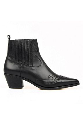 بوت / نیم بوت مشکی زنانه چرم خالص FootCourt - کد 31693400