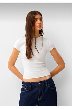 تیشرت سفید زنانه اسلیم فیت Gülce moda - کد 925832366