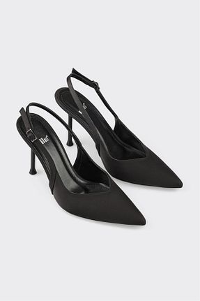 کفش پاشنه بلند کلاسیک مشکی زنانه پارچه ای Elle - کد 925923491