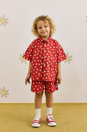 ست بالاتنه و پائین تنه زرشکی بچه گانه بافتنی Fahhar Kids - کد 926037185