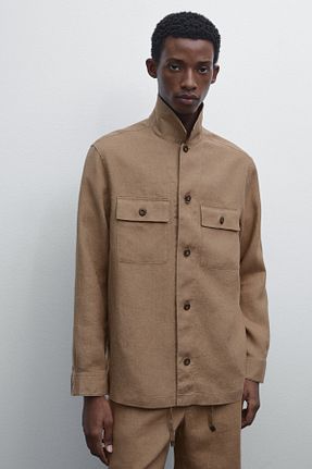 پیراهن قهوه ای مردانه رگولار Massimo Dutti - کد 926036431
