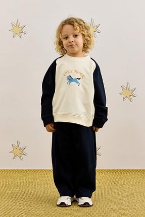ست بالاتنه و پائین تنه سرمه ای بچه گانه بافتنی Fahhar Kids - کد 926037065