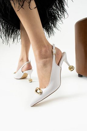 کفش استایلیتو سفید پاشنه نازک Güllü Shoes - کد 925933790
