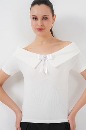 بلوز سفید زنانه ساده Bigdart - کد 925934049