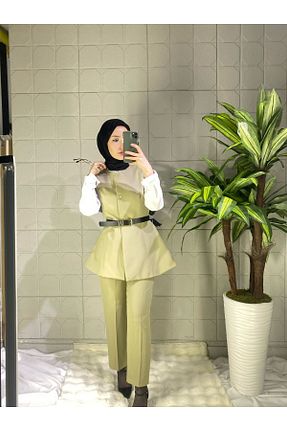ست بالاتنه و پائین تنه حجاب خاکی زنانه Asimetrik MISRA GİYİM AYSEL ATEŞ - کد 925936997