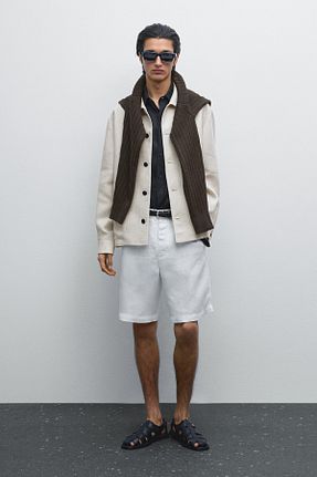 شلوارک و برمودا سفید مردانه کتان Massimo Dutti - کد 925932985