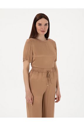 بلوز قهوه ای زنانه ساده Pierre Cardin - کد 925959001